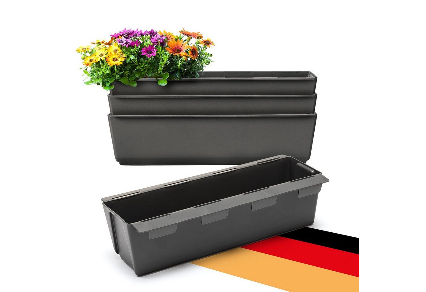 BigDean Blumenkasten Paletten-Einsatz zum Einhängen 37cm anthrazit Pflanzkasten Europalett (4 St) von BigDean