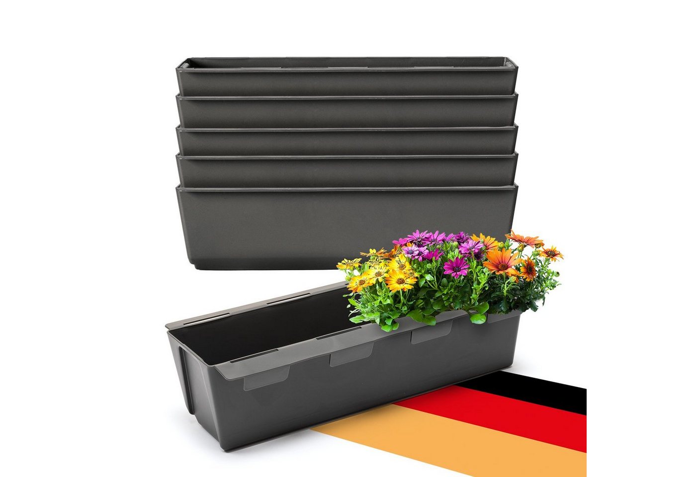 BigDean Blumenkasten Paletten-Einsatz zum Einhängen 37cm anthrazit Pflanzkasten Europalett (6 St) von BigDean