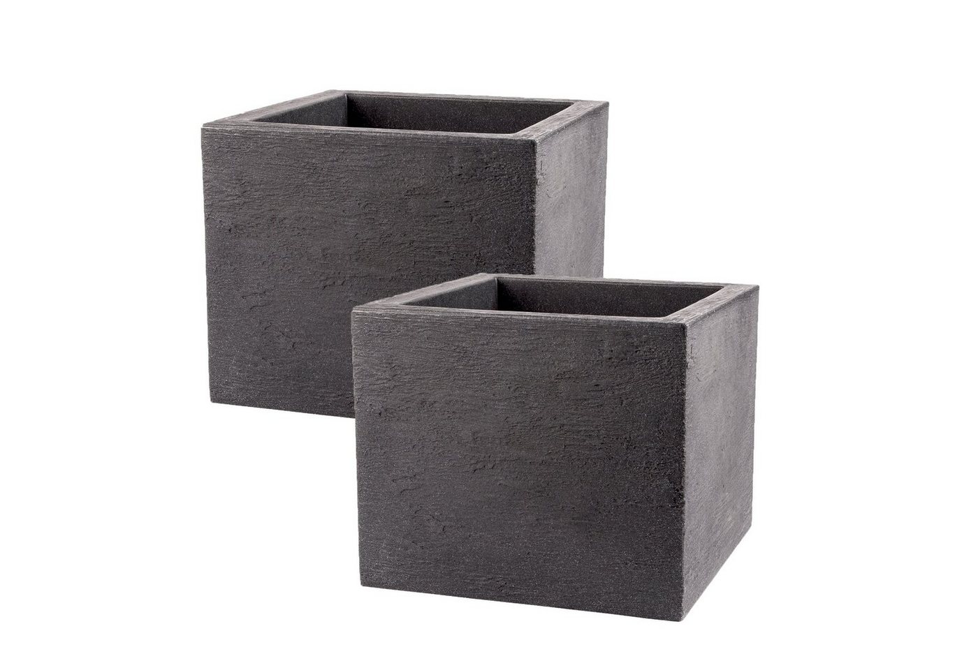 BigDean Blumentopf 2er Set Pflanzkübel 39x39 cm Granit-Optik Anthrazit Außen Pflanztopf von BigDean