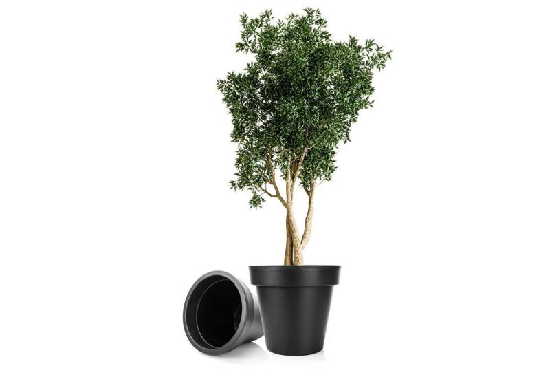 BigDean Blumentopf 2x Pflanzkübel XXL ø 60 cm anthrazit wetterfester Blumenkübel von BigDean
