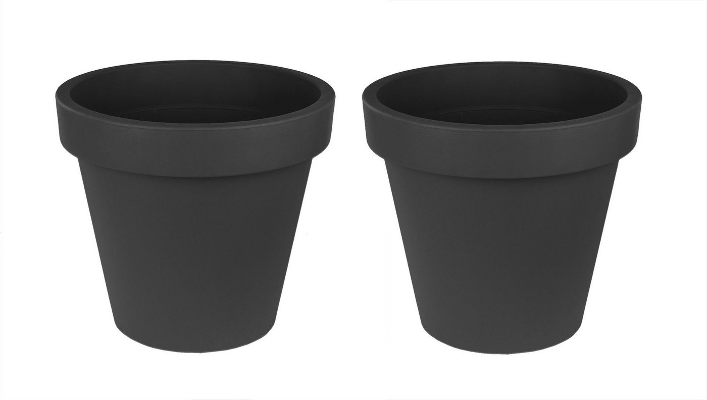 BigDean Blumentopf Ø 50 cm Grau Pflanztopf Containertopf übertopf Pflanzkübel rund (2 St) von BigDean