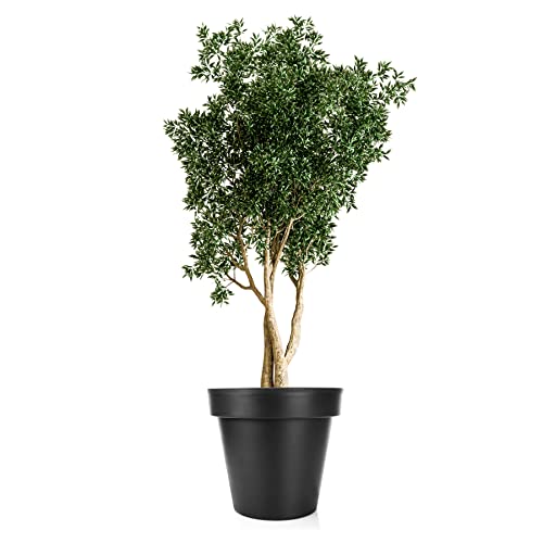 BigDean Blumentopf XXL ø60 cm Classic anthrazit - mit 360 Grad Rollen wiederverschließbarer Wasserablauf - wetterfester Kunststoff - Pflanzkübel groß Außen & Innen geeignet von BigDean