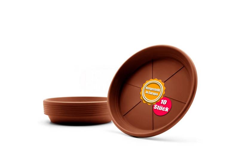 BigDean Blumentopfuntersetzer 10 Stück Topfuntersetzer Ø 16,5cm in Terracotta Made in Europe, 10-tlg. von BigDean