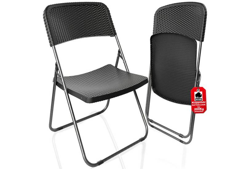 BigDean Campingstuhl 2 Stück Klappstuhl Rattan Optik Campingstuhl Stabiler & Wetterfester (2 St) von BigDean