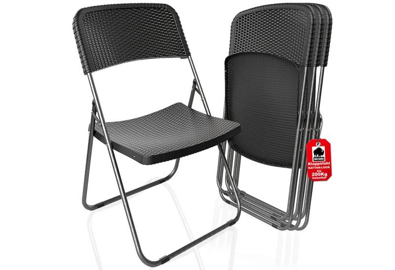 BigDean Campingstuhl 4 Stück Klappstuhl Rattan Optik Campingstuhl Stabiler & Wetterfester (4 St) von BigDean