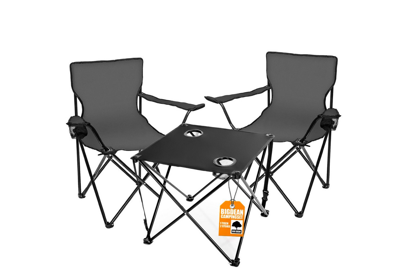 BigDean Campingstuhl mit Stühlen dunkelgrau - Camping Tisch Stuhl Set Camping Stühle (1 St) von BigDean