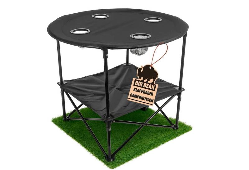 BigDean Campingtisch faltbar 4 Getränkehalter 2fache Ablage Camping Tisch Campingtisch (1-St) von BigDean