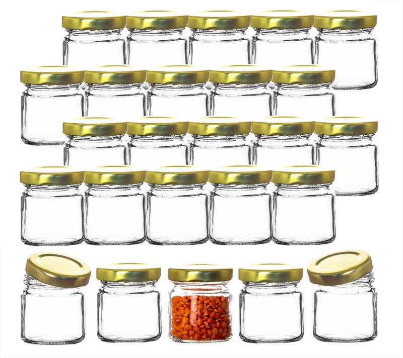 BigDean Einmachglas 25x kleine Marmeladengläser 53ml Made in Germany Probiergläser, Glas, (25-tlg) von BigDean