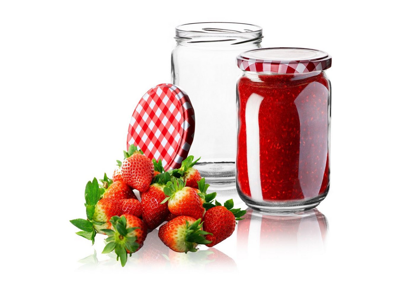 BigDean Einmachglas 6er Set Marmeladengläser 720ml mit einem rot,weiß karierten Deckel, Glas von BigDean
