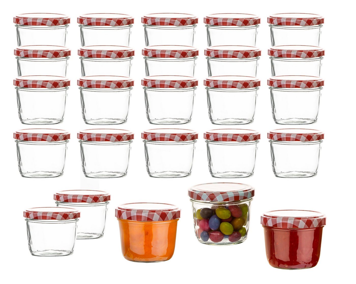 BigDean Einmachglas Set Marmeladengläser 230ml Einweckglas Sturzglas TO 82 rund, Glas, (24-tlg) von BigDean