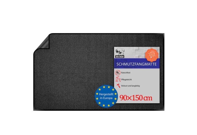 BigDean Fußmatte Schmutzfangmatte 90x150 cm Anthrazit – rutschfeste Made in Europe, Höhe: 0.3 mm von BigDean