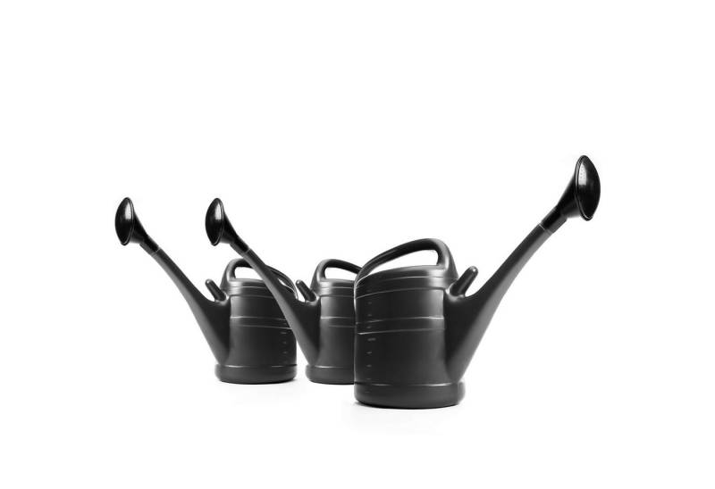 BigDean Gießkanne 3x Gartengießkanne 10 Liter anthrazit für Haus & Garten (Set, 3-tlg., 3 Kannen Set), 10 Liter Gießkannen mit Brause von BigDean