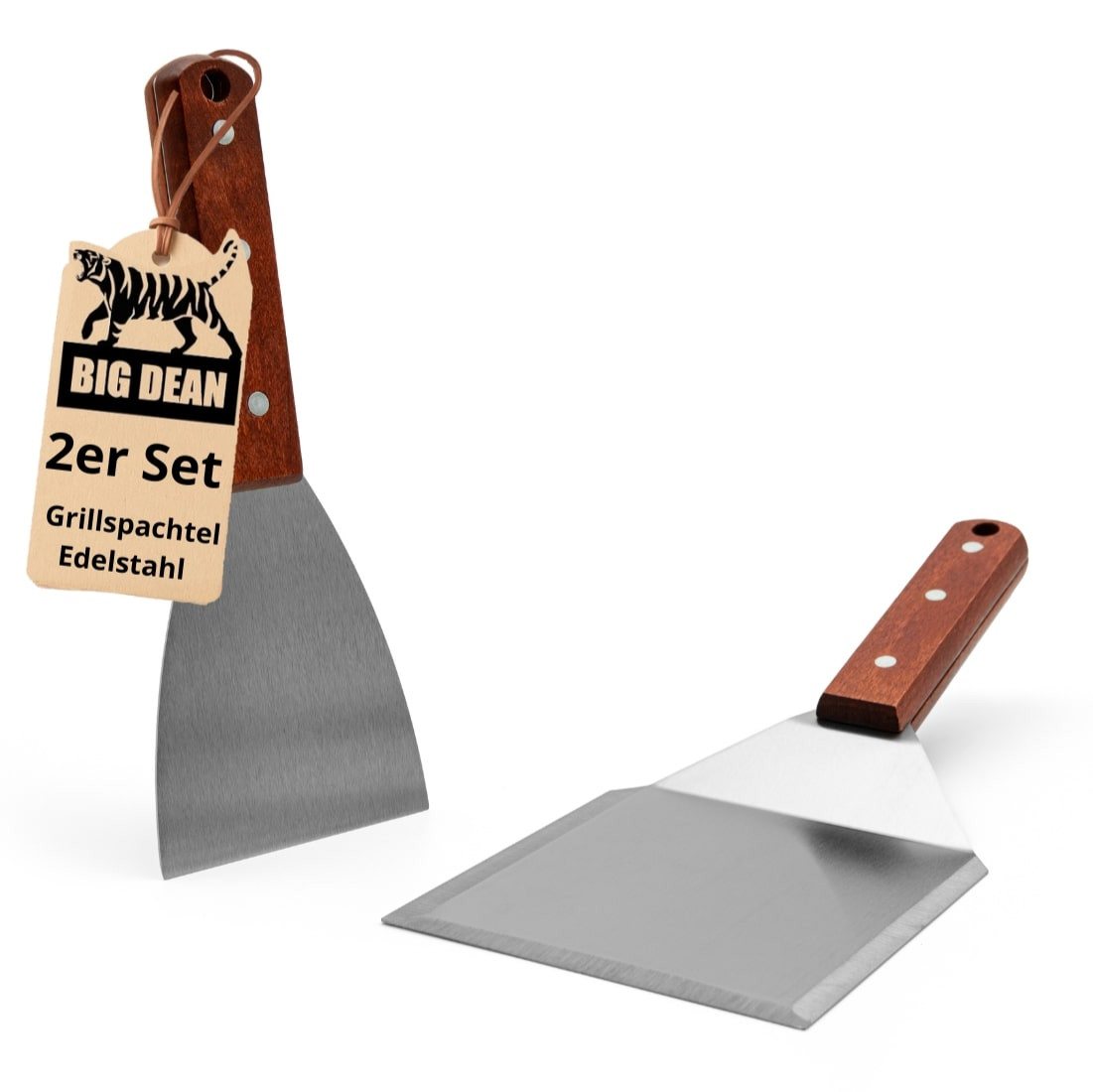 BigDean Grillspachtel 2er Set Grillspachtel Edelstahl + Holfgriffe BigDean Grillspachtel 2er Set Grillspachtel Edelstahl + Holfgriffe von BigDean