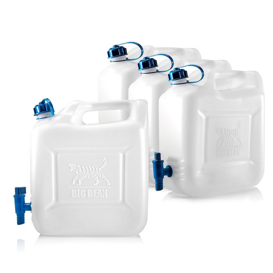 BigDean Kanister 4x Wasserkanister 12l Trinkwasserbehälter Trinkwasserkanister mit Hah (4 St) von BigDean