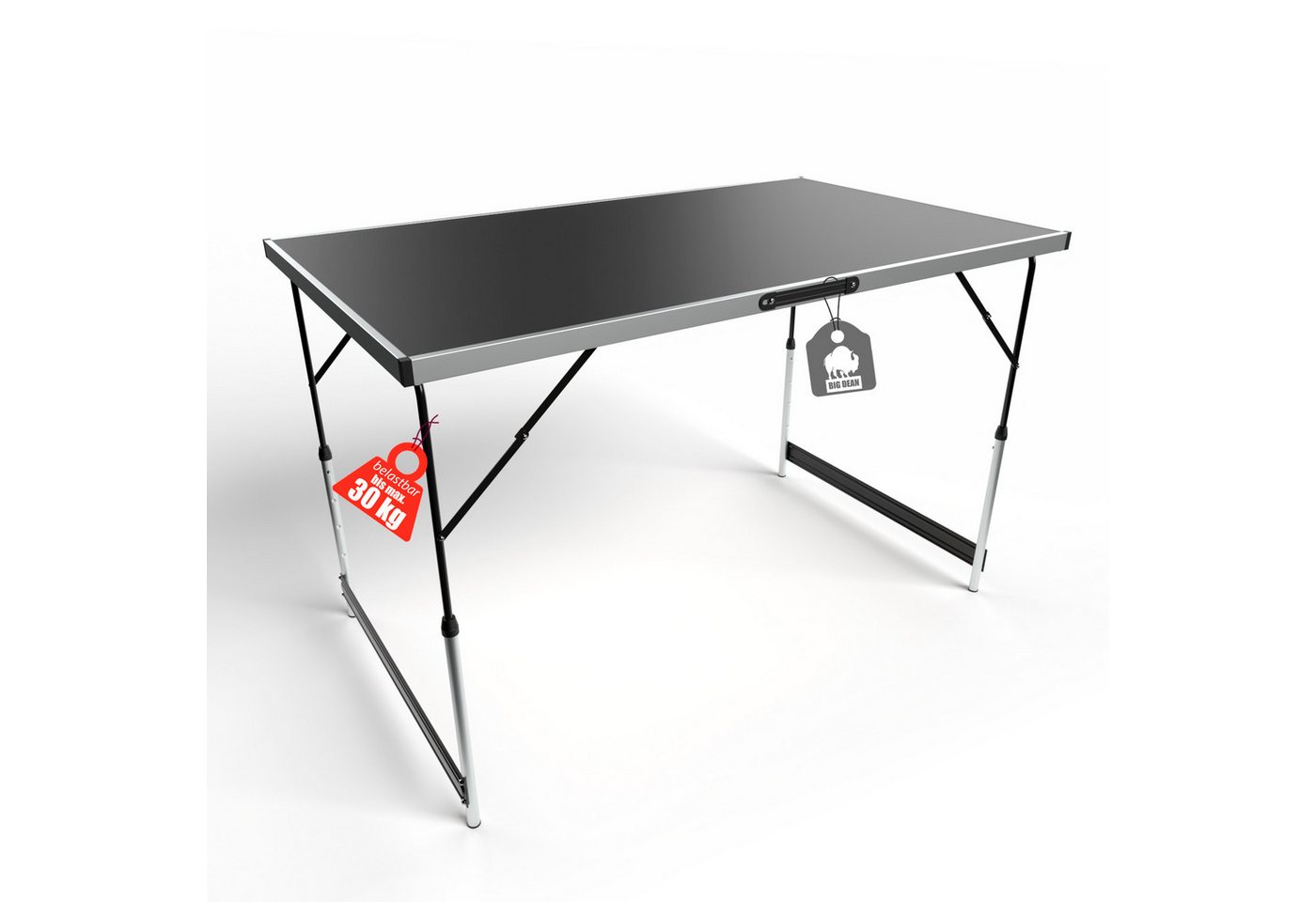 BigDean Klapptisch Multifunktionstisch klappbar stabiler Mittelstrebe 100x60 cm Schwarz von BigDean