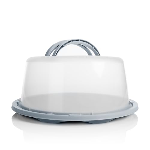 BigDean Kuchen Transportbox Rund in Pastell Grau – mit Doppel Tragegriff für sicheren Transport von Torten, Kuchen & Muffins – Kuchenhaube mit Klickverschluss – Kuchencontainer Made in Europa BigDean Kuchen Transportbox Rund in Pastell Grau – mit Doppel Tragegriff für sicheren Transport von Torten, Kuchen & Muffins – Kuchenhaube mit Klickverschluss – Kuchencontainer Made in Europa von BigDean