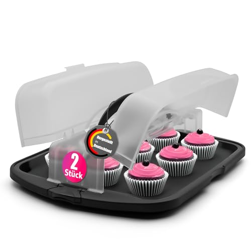 BigDean Kuchen Transportbox XL rechteckig in Anthrazit – Muffin Transportbox Made in Germany von BigDean