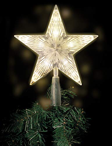 BigDean LED Weihnachtsbaumspitze Stern - mit 10 LEDs warmweiß beleuchtet 21x18cm - Christbaumspitze Weihnachtsbaum-Deko Tannenbaumspitze Weihnachtsbaumstern von BigDean