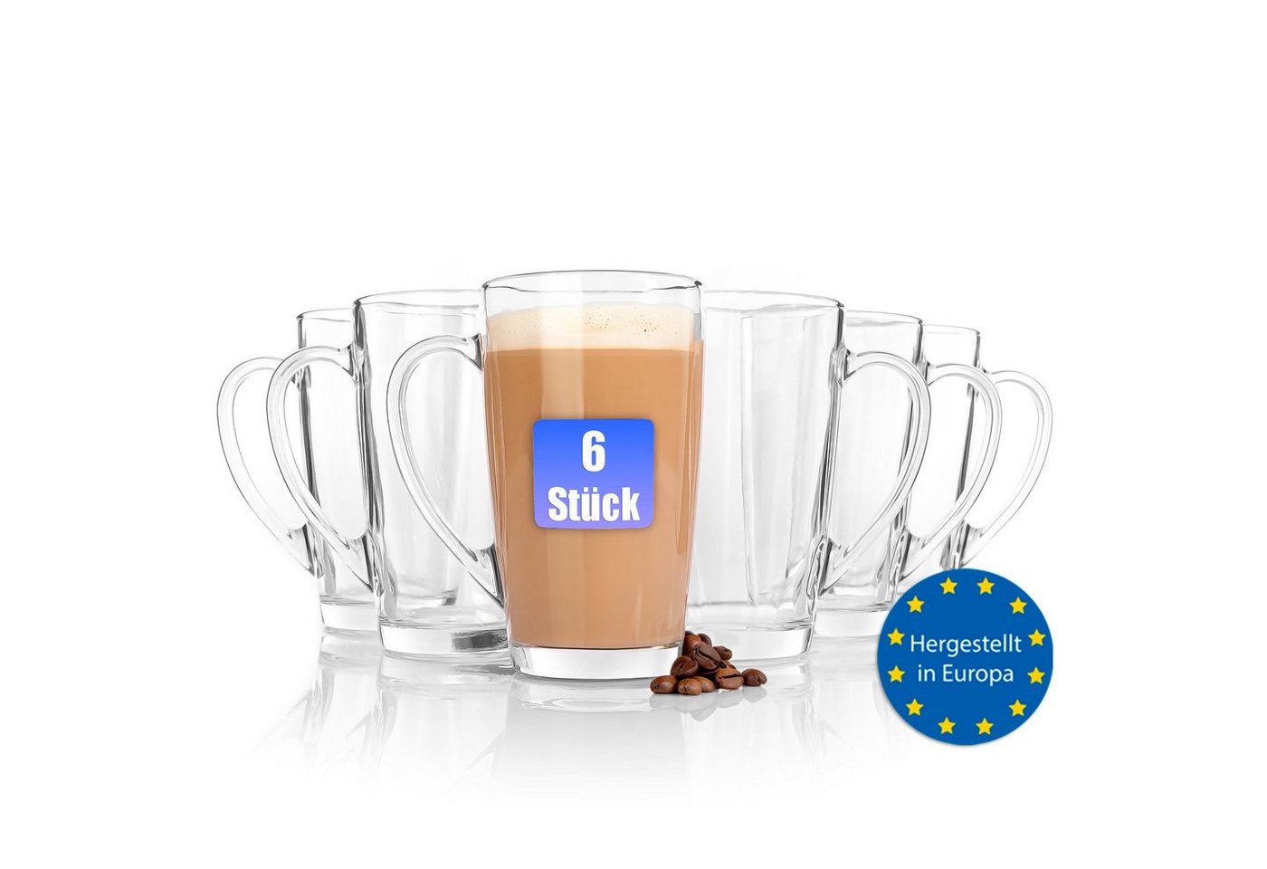 BigDean Latte-Macchiato-Glas 6 Stück große Latte Macchiato Gläser, Glas von BigDean