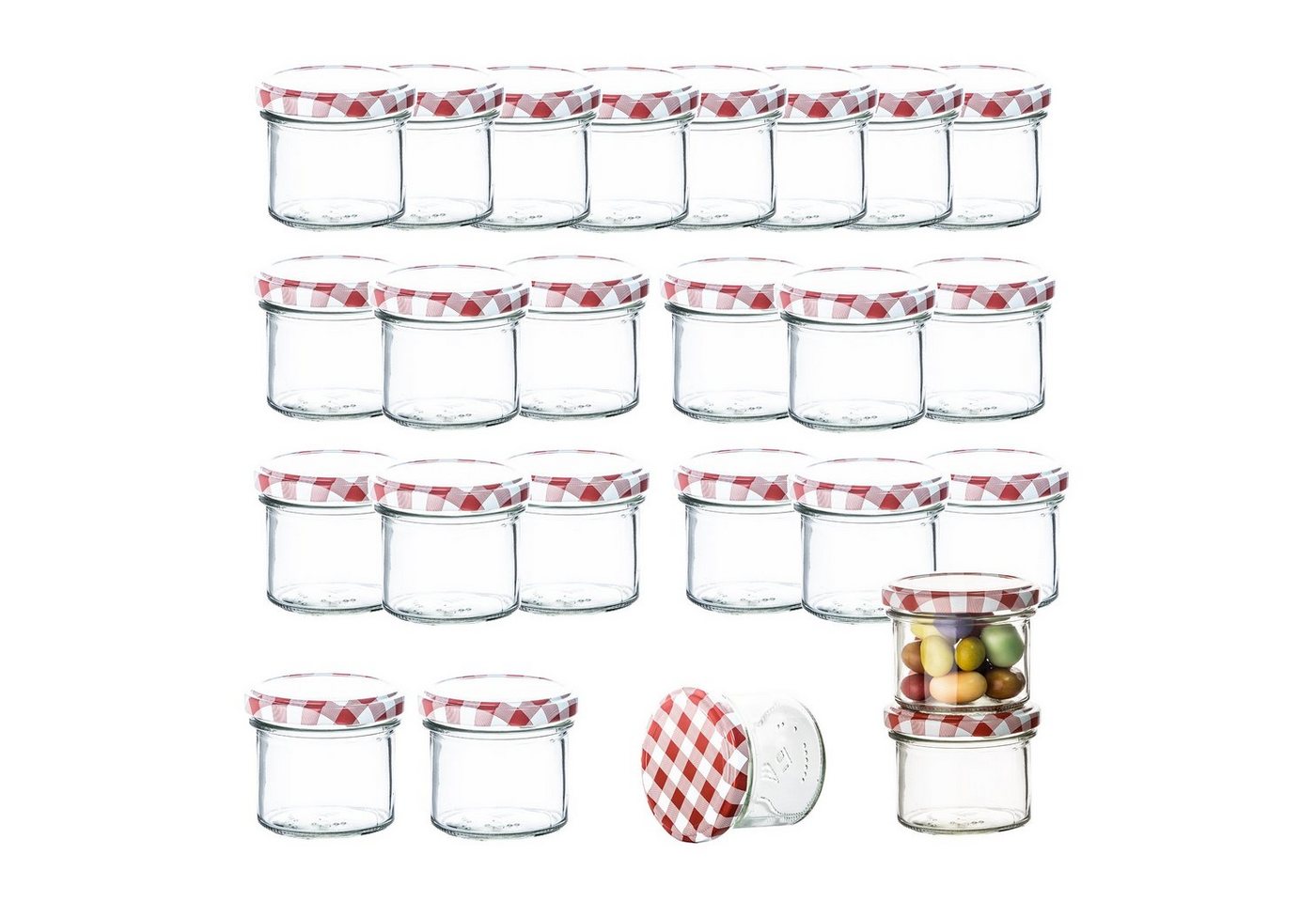 BigDean Marmeladenglas 24er Set 125 ml Sturzglas Einmachglas Einweckglas To 66 Deckel, Glas, (24-tlg) von BigDean