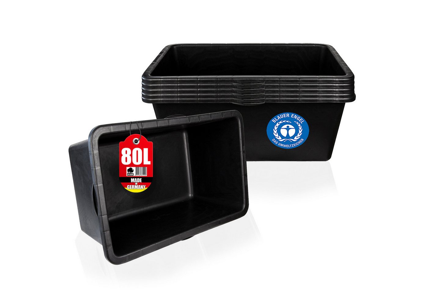 BigDean Mörtelkasten 5x Mörtelwanne 80 L Eckig Miniteich Baueimer Made in Germany, (5-tlg) von BigDean
