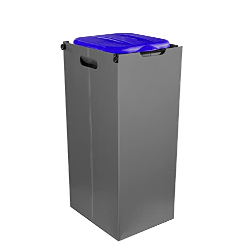 BigDean Müllsackhalter SichtFix 2.0 Blau mit Sichtschutz - 80L - Müllsackständer Bauset Mülleimer Müllbeutelständer Müllbeutelhalter Blauer Gelber Sack von BigDean