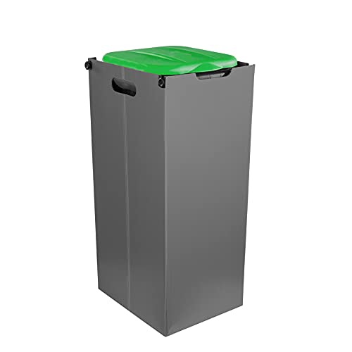 BigDean Müllsackhalter SichtFix 2.0 Grün mit Sichtschutz - 80L - Müllsackständer Bauset Mülleimer Müllbeutelständer Müllbeutelhalter Blauer Gelber Sack von BigDean