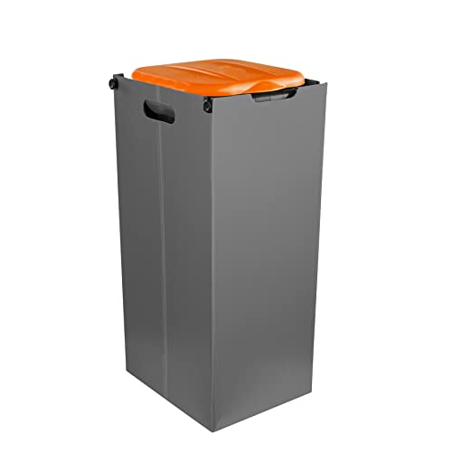 BigDean Müllsackhalter SichtFix 2.0 Orange mit Sichtschutz - 80L - Müllsackständer Bauset Mülleimer Müllbeutelständer Müllbeutelhalter Blauer Gelber Sack von BigDean
