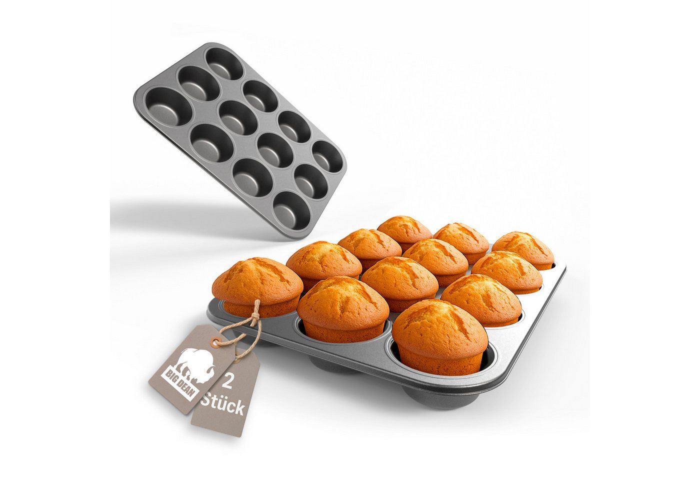 BigDean Muffinform 2er Set Muffin Backform antihaftbeschichtet Muffinform Muffinblech aus, (1-tlg) von BigDean