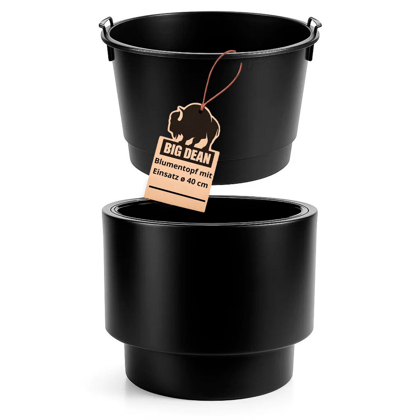 BigDean Pflanzkübel groß außen 40cm Durchmesser Blumentopf groß innen mit Einsatz von BigDean