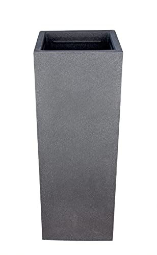 BigDean Pflanzsäule in Stein-Optik - 80 x 30 x 30 cm - hoher Pflanzkübel in Anthrazit - Säule mit glatter Oberfläche - für Innen & Außen - frostsicher von BigDean