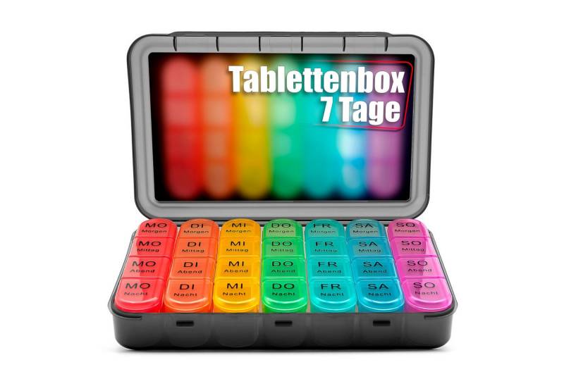 BigDean Pillendose Tablettenbox 7 Tage/ 4 Fäch luftdicht & lebensmittelecht (Set, 1 St., Tablettensortimentbox), Tablettenbox, 7 Tage Sortiment, Luftdicht, Lebensmittelecht von BigDean