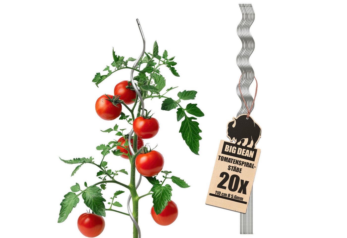 BigDean Rankgitter Tomatenspiralstäbe 110cm verzinkt Rankstab Ranke Pflanzstab Spiralsta, 20 St. von BigDean