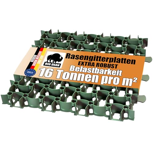 BigDean Rasengitter Kunststoff 20 Stück a 50 x 50 x 4 cm - 16 t/m² belastbar & befahrbar Paddockplatten in grün (5 m²) von BigDean