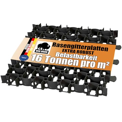 BigDean Rasengitter Kunststoff 50 Stück a 50 x 50 x 4 cm - 16 t/m² belastbar & befahrbar Paddockplatten in schwarz (12,5 m²) von BigDean
