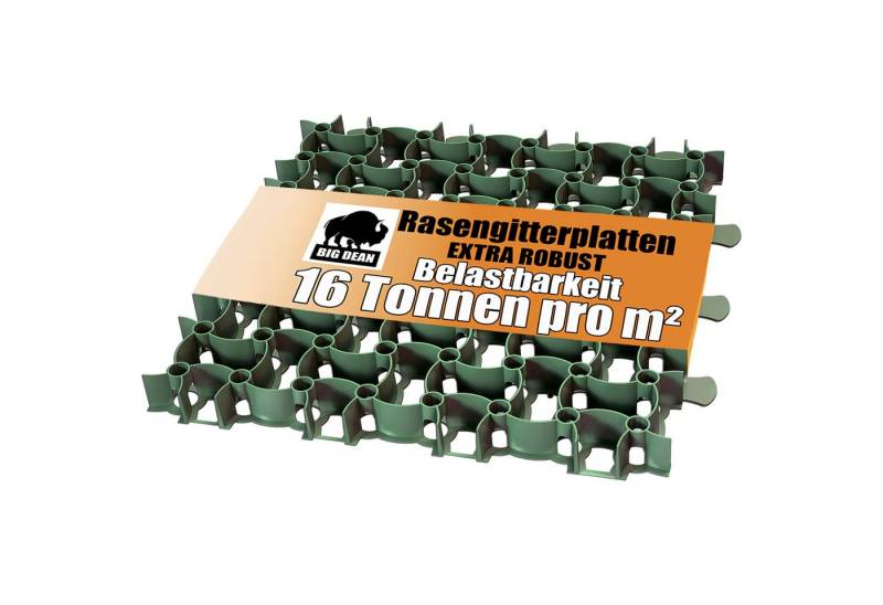 BigDean Rasengitter Rasengitter Kunststoff 50 Stück a 50 x 50 4 cm 16 t/m² grün 12,5 m², 50x50 cm, 50-St. von BigDean
