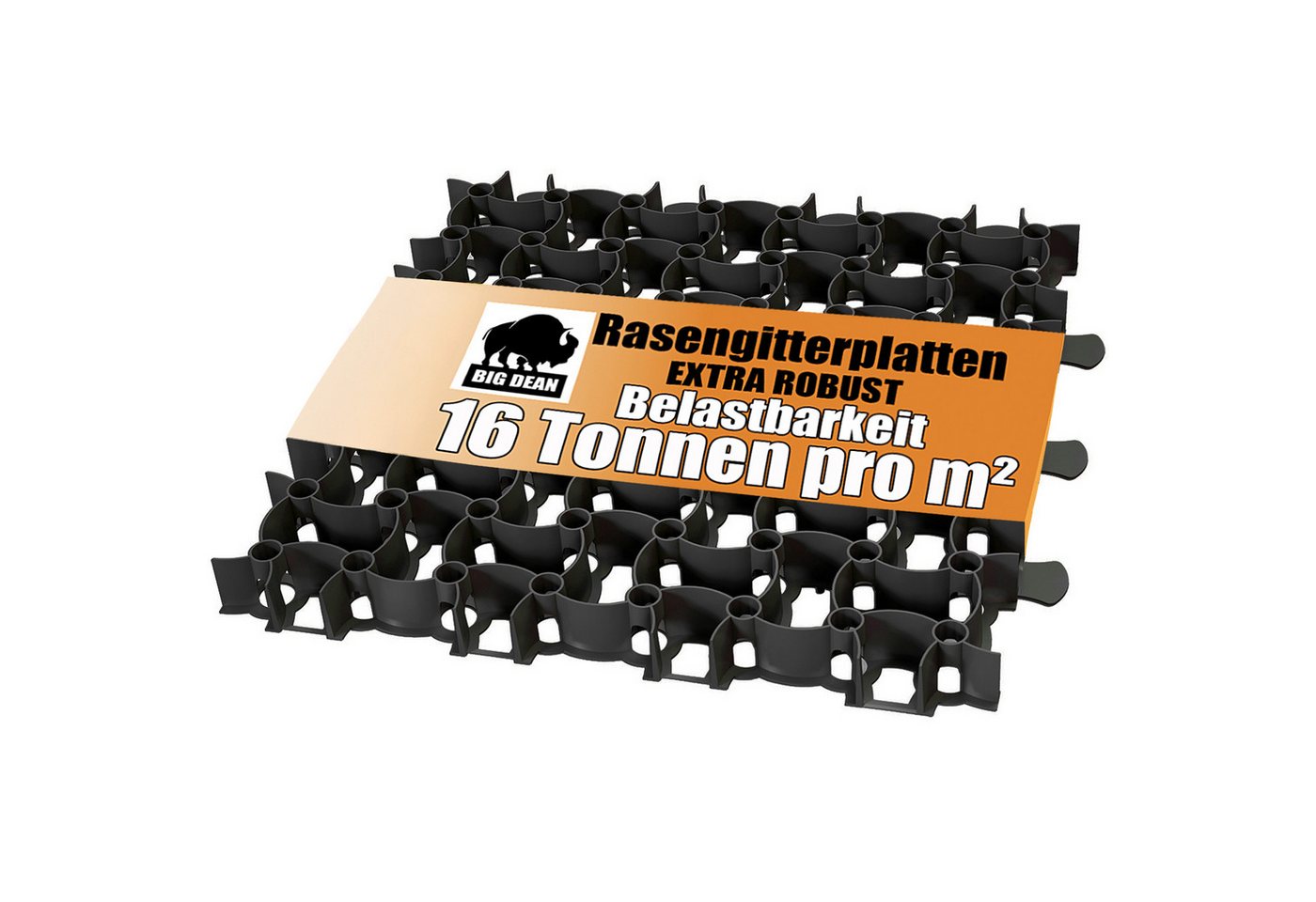 BigDean Rasengitter Rasengitter Kunststoff 50 Stück a 50 x 50 x 4 cm 16 t/m² in schwarz, 50x50 cm, 50-St. von BigDean