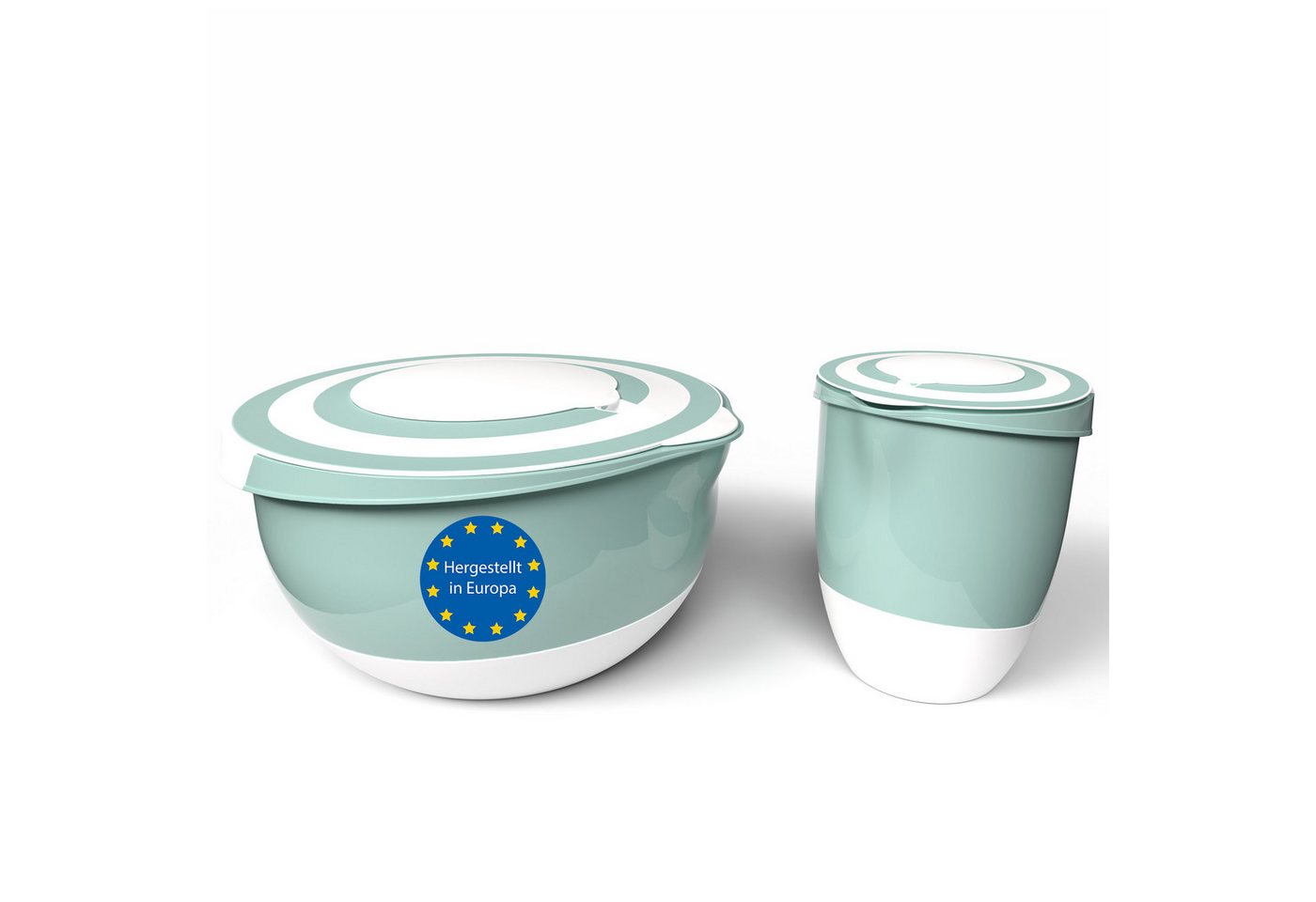 BigDean Rührschüssel 2er Set 5 Liter & 1,5 Liter Rührschüssel mit Deckel & Spritzschutz, Kunststoff, (2-tlg) von BigDean