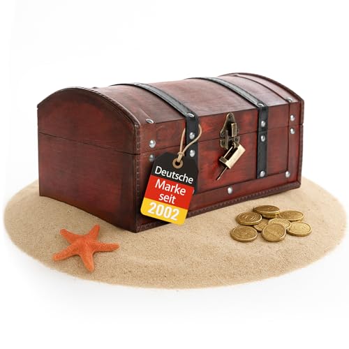 BigDean Schatzkiste Kindergeburtstag Holzkiste Schatztruhe Kindergeburtstag Schatztruhe groß 30x20x15 cm von BigDean