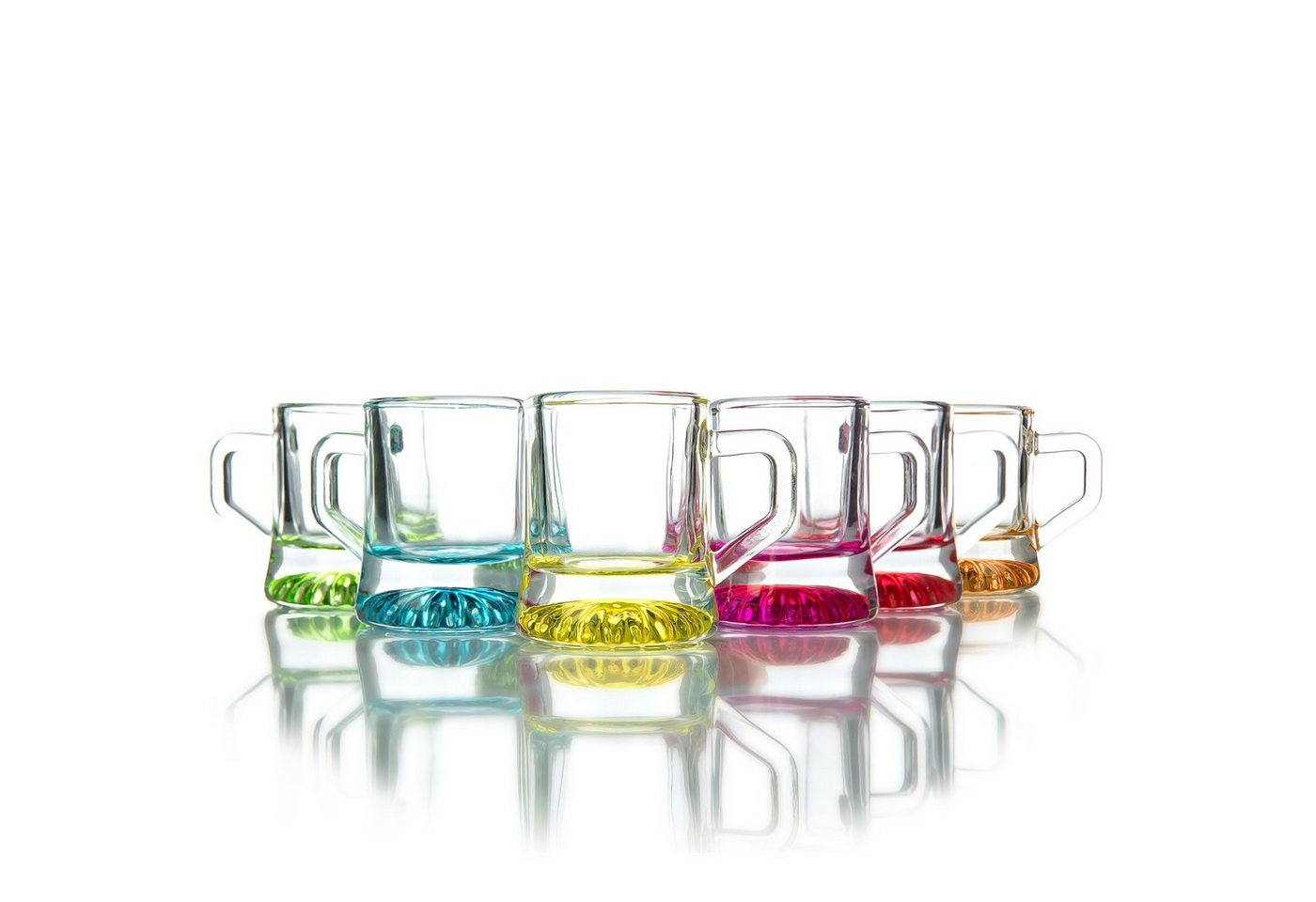 BigDean Schnapsglas 12 x Schnapsgläser Henkel farbig 3cl Shotgläser Spülmaschinenfest, Glas von BigDean