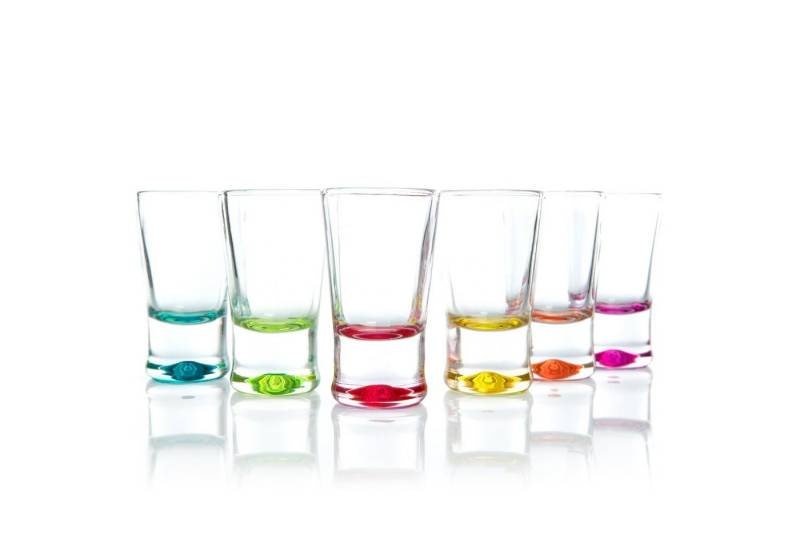 BigDean Schnapsglas 6 x Schnapsgläser 2cl farbige Shotgläser Spülmaschinenfest Stamperl, Glas von BigDean