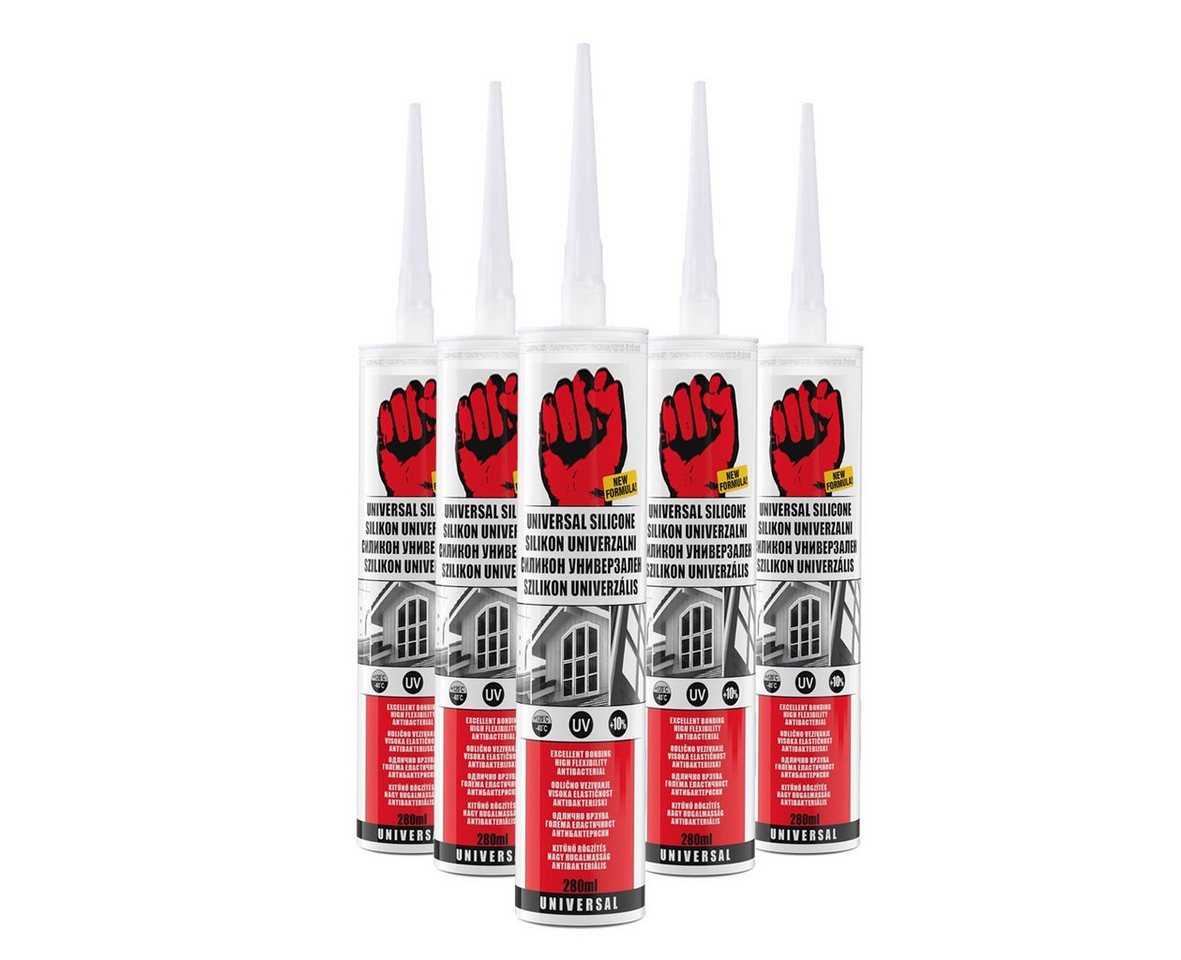 BigDean Silikon 5x Universal Silikon transparent - Premium Bausilikon Dichtmasse, (5-tlg) von BigDean