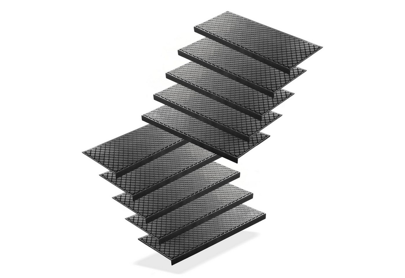 BigDean Stufenmatte 10 Stück Treppenstufenmatten aus Gummi 75 x 25 cm Anti Rutsch, Eckig BigDean Stufenmatte 10 Stück Treppenstufenmatten aus Gummi 75 x 25 cm Anti Rutsch, Eckig von BigDean