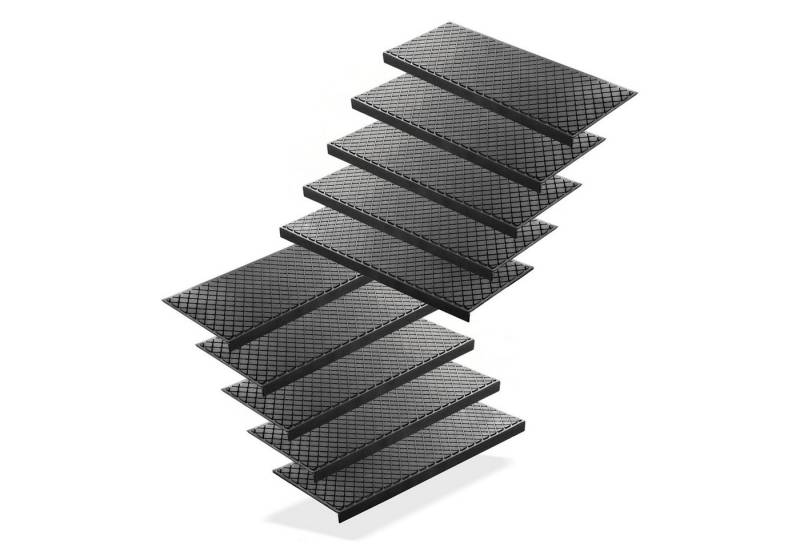 BigDean Stufenmatte 10 Stück Treppenstufenmatten aus Gummi 75 x 25 cm Anti Rutsch, Eckig BigDean Stufenmatte 10 Stück Treppenstufenmatten aus Gummi 75 x 25 cm Anti Rutsch, Eckig von BigDean