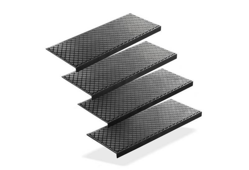 BigDean Stufenmatte 4 Stück Treppenstufenmatten aus Gummi 75 x 25 cm Anti Rutsch, Eckig BigDean Stufenmatte 4 Stück Treppenstufenmatten aus Gummi 75 x 25 cm Anti Rutsch, Eckig von BigDean
