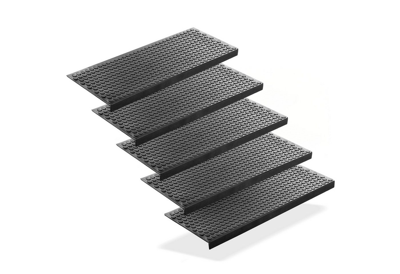 BigDean Stufenmatte 5 Stück Treppenstufenmatten aus Gummi 75 x 25 cm Anti Rutsch BigDean Stufenmatte 5 Stück Treppenstufenmatten aus Gummi 75 x 25 cm Anti Rutsch von BigDean