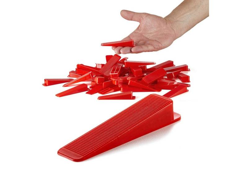BigDean Verlegeset Fliesen Nivelliersystem 500 Keile, B: 36 cm, L: 34 cm, (Set, 500-tlg., Verlege Sets), Niveliersystem, Nivelierhilfe, Zuglaschen, Fliesenkeile von BigDean