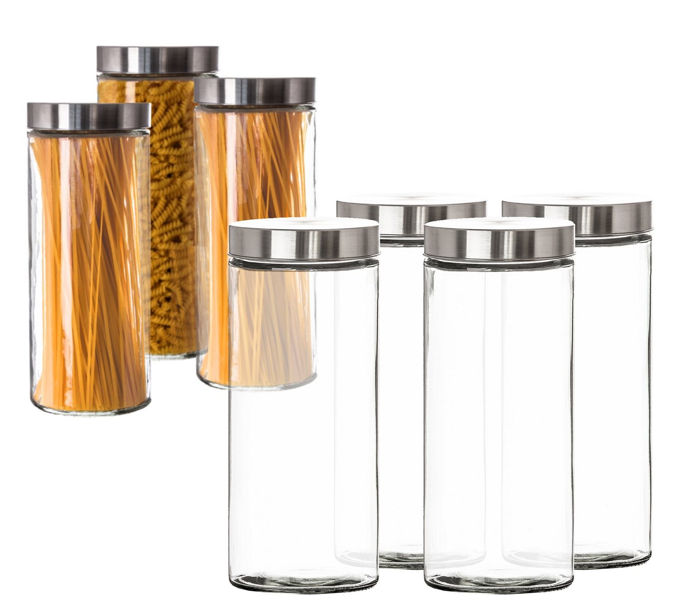 BigDean Vorratsdose 4x Vorratsgläser 2,2 L Glas lebensmittelecht Schraubverschluss, Glas, (4-tlg) von BigDean
