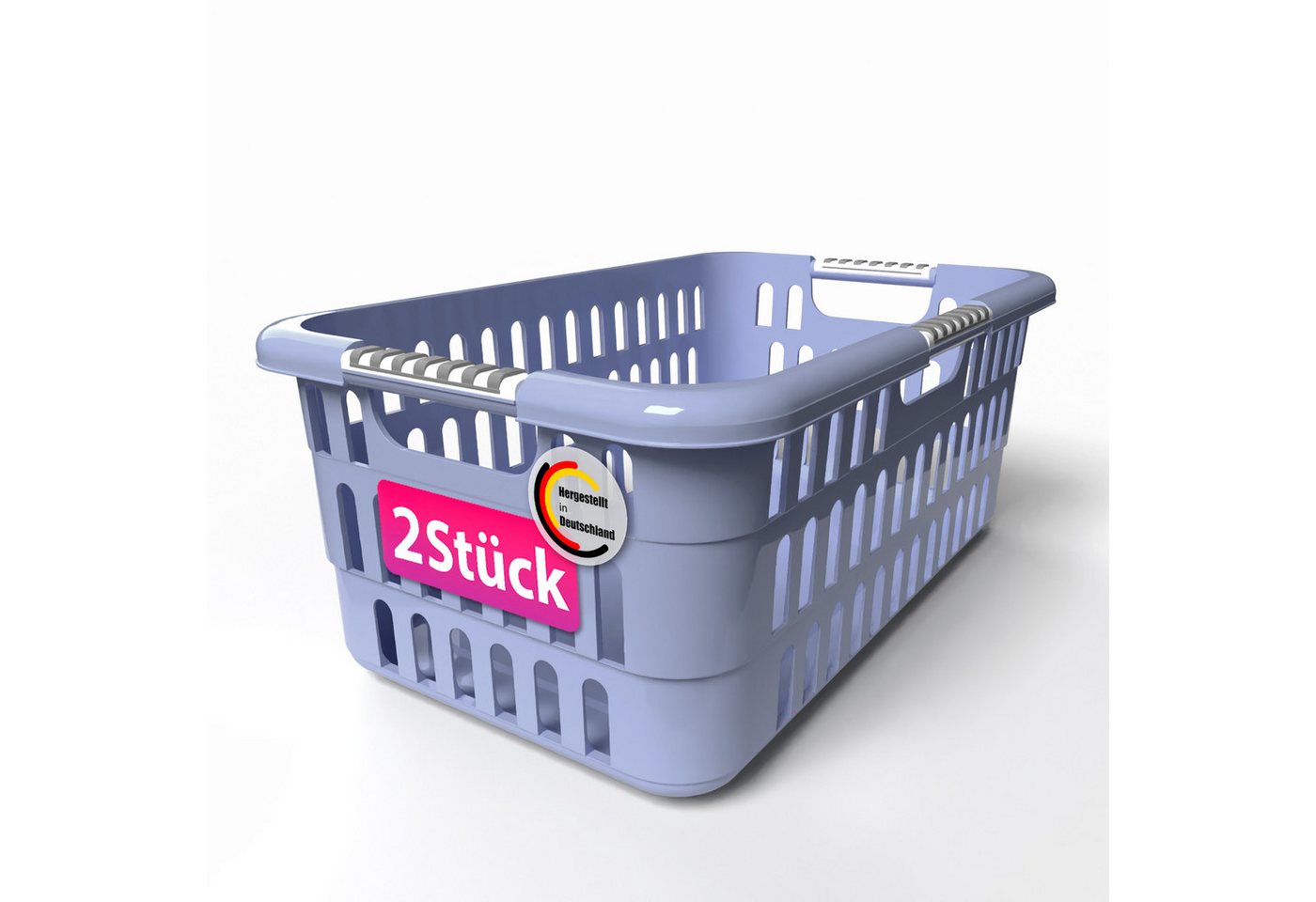 BigDean Wäschekorb 2 Stück Wäschewanne 40L mit Softgriffen Wäschekorb Made in Germany (2 St) von BigDean