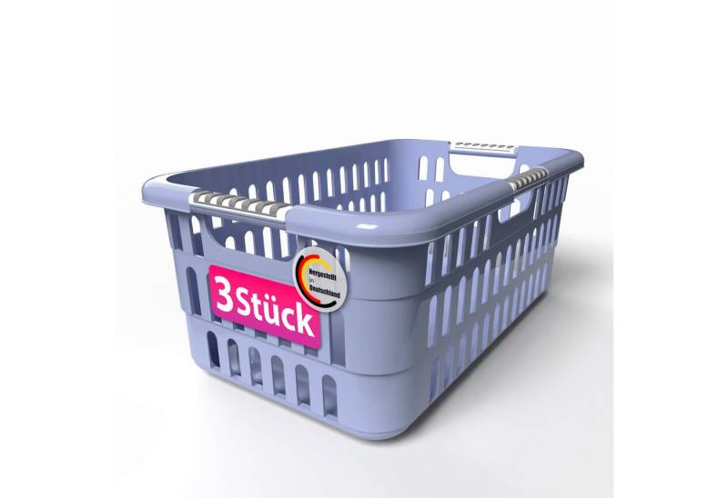 BigDean Wäschekorb 3 Stück Wäschewanne 40L mit Softgriffen Wäschekorb Made in Germany (3 St) von BigDean